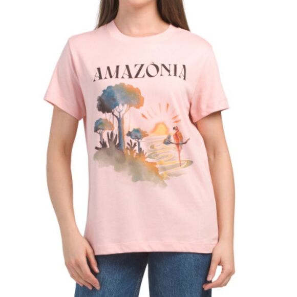 FARM RioβLight Pink Amazonia Graphic Front Short Sleeve Tee - Picture 2 of 14